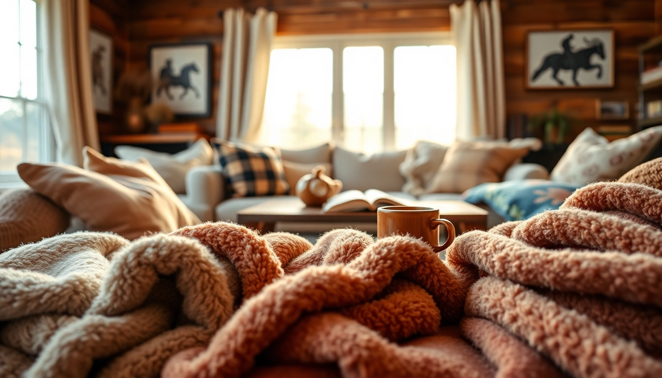 Fleece stof in een gezellige woonkamer, met kleurrijke patronen en een warme sfeer.